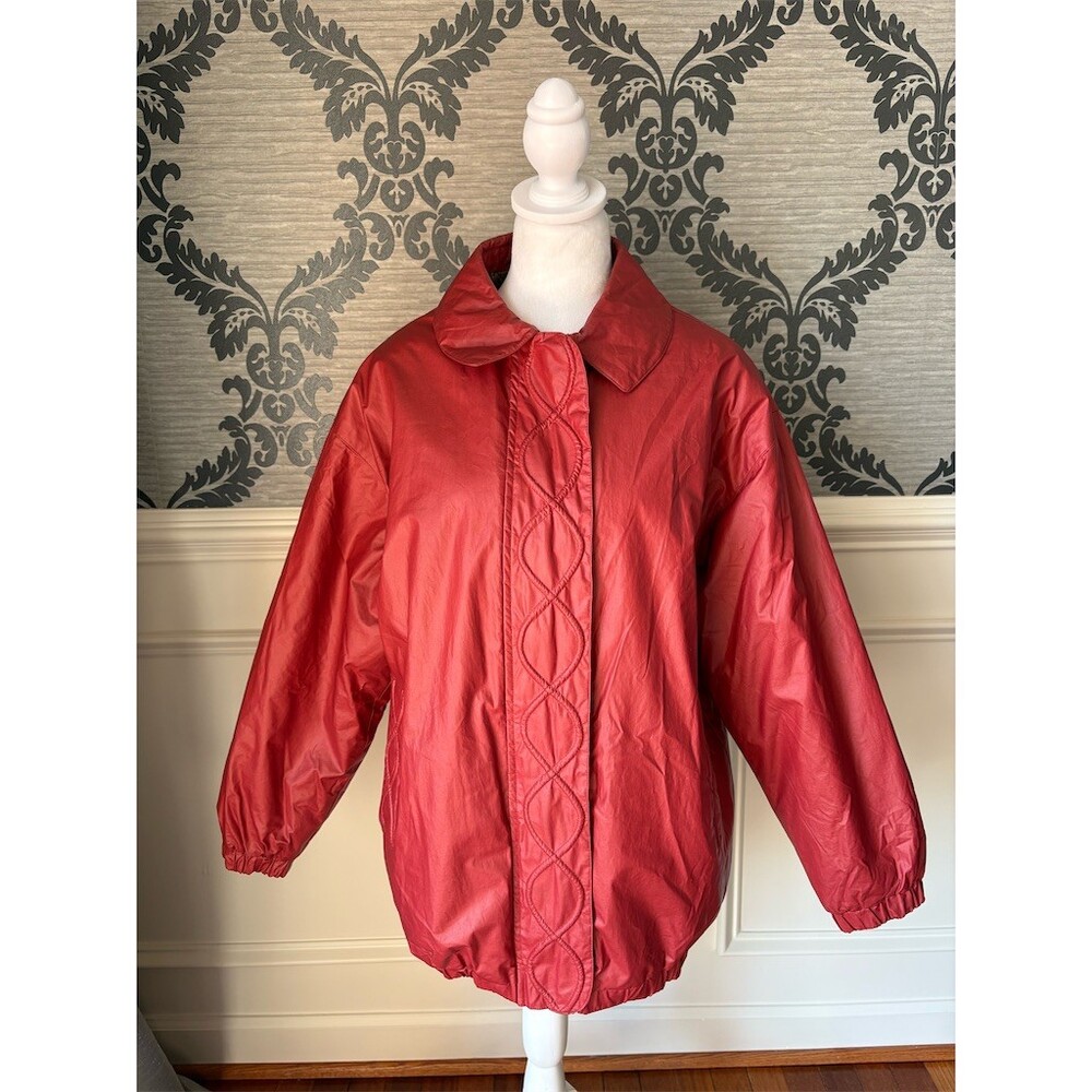 90s Vintage London Fog Red Jacket Sherpa Lined‎ Cozy Coat Sz Small